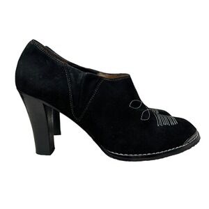 Donald J Pliner‎ Alice Bootie Ankle Black Suede Etched Vamp Women Size 9